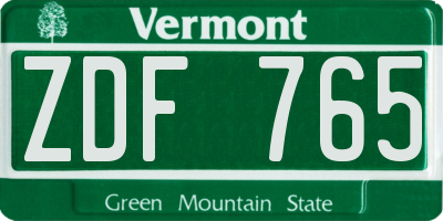 VT license plate ZDF765
