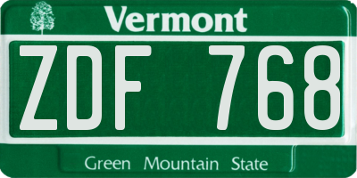 VT license plate ZDF768