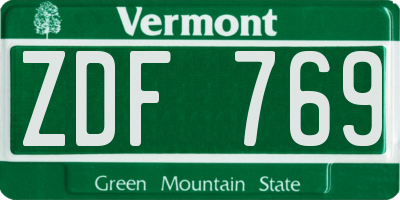 VT license plate ZDF769