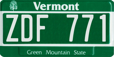 VT license plate ZDF771