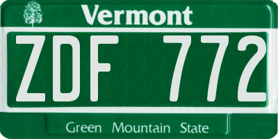 VT license plate ZDF772