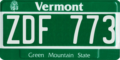 VT license plate ZDF773