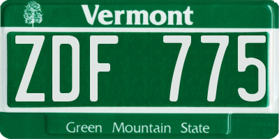 VT license plate ZDF775