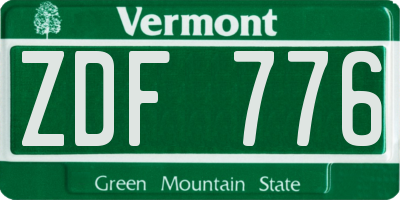 VT license plate ZDF776