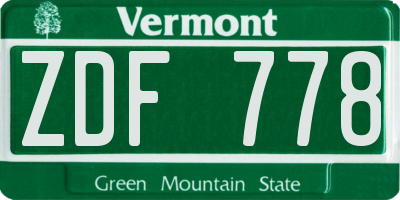 VT license plate ZDF778