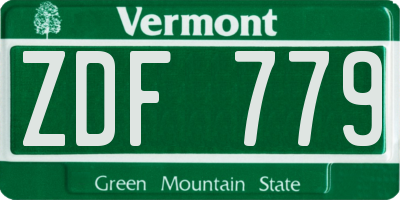 VT license plate ZDF779
