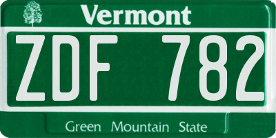 VT license plate ZDF782