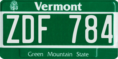 VT license plate ZDF784