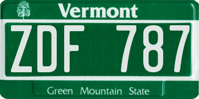 VT license plate ZDF787