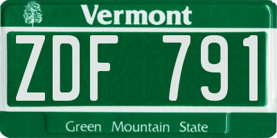 VT license plate ZDF791