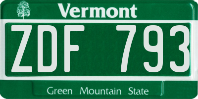 VT license plate ZDF793