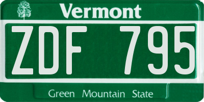 VT license plate ZDF795