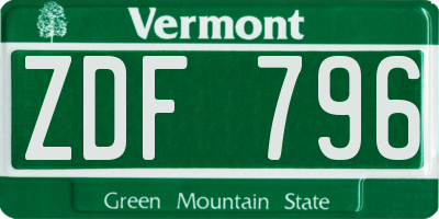 VT license plate ZDF796