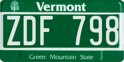 VT license plate ZDF798