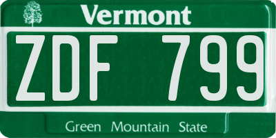 VT license plate ZDF799
