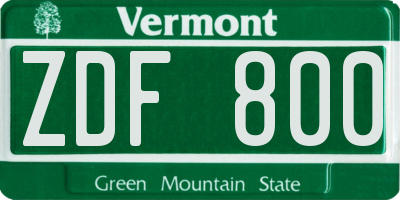 VT license plate ZDF800