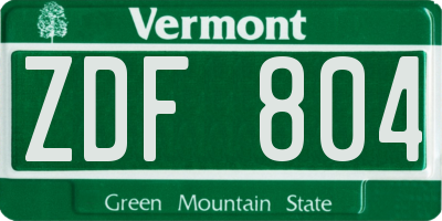 VT license plate ZDF804