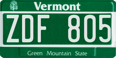 VT license plate ZDF805