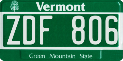 VT license plate ZDF806