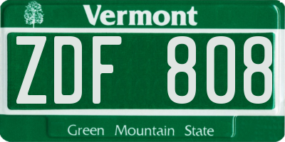 VT license plate ZDF808
