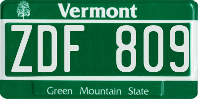 VT license plate ZDF809