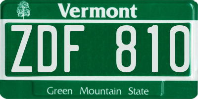 VT license plate ZDF810