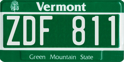 VT license plate ZDF811