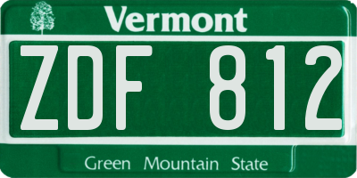 VT license plate ZDF812