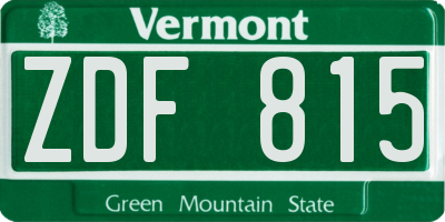 VT license plate ZDF815