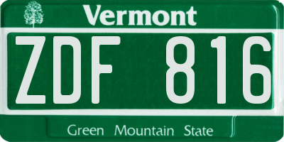 VT license plate ZDF816