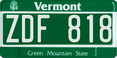 VT license plate ZDF818
