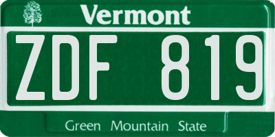 VT license plate ZDF819
