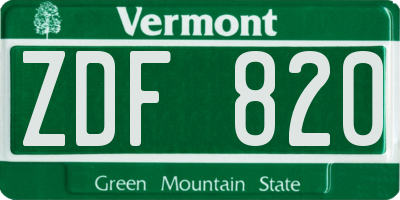 VT license plate ZDF820