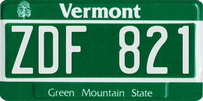 VT license plate ZDF821