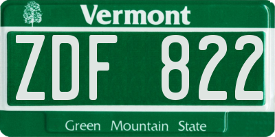 VT license plate ZDF822