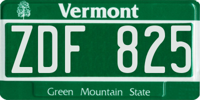 VT license plate ZDF825