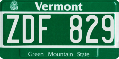 VT license plate ZDF829