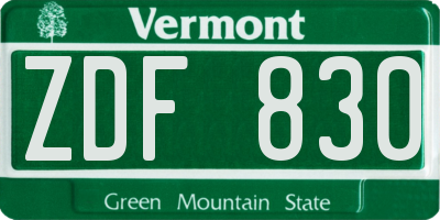 VT license plate ZDF830