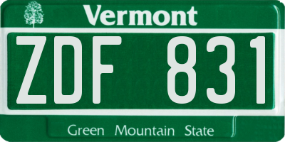 VT license plate ZDF831