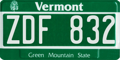 VT license plate ZDF832