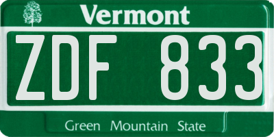 VT license plate ZDF833
