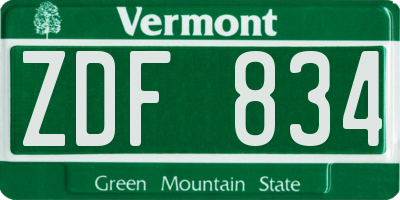 VT license plate ZDF834