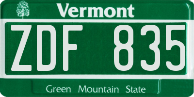 VT license plate ZDF835
