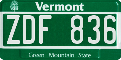 VT license plate ZDF836