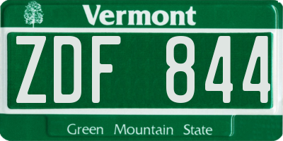 VT license plate ZDF844