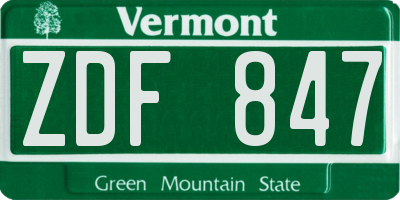 VT license plate ZDF847