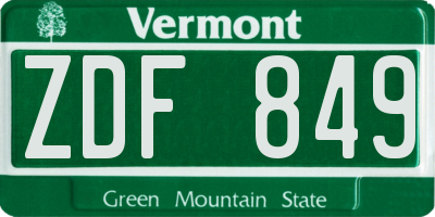 VT license plate ZDF849