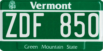 VT license plate ZDF850
