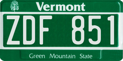 VT license plate ZDF851