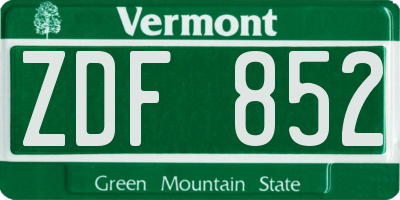 VT license plate ZDF852